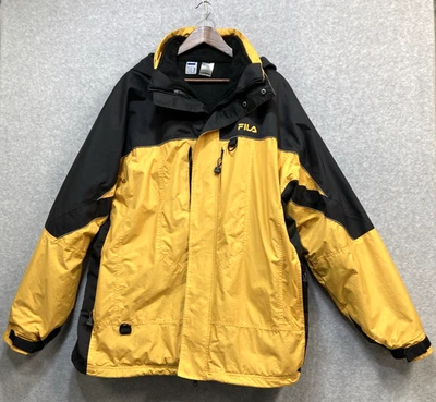 VTG Fila 3 in 1 Alpine Ski Men's Jacket Yellow Black 2XL Remov. Fleece Liner - Image 1 of 4