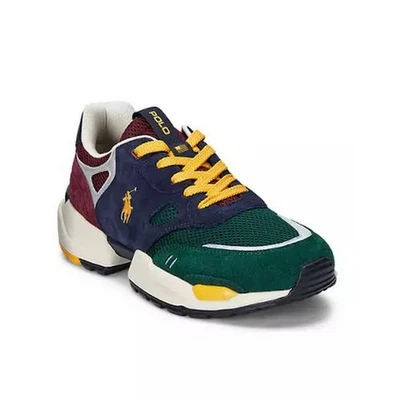 Polo Ralph Lauren Men's Jogger Suede & Mesh Sneaker Green,Navy,Plum US 11 D - Image 1 of 4