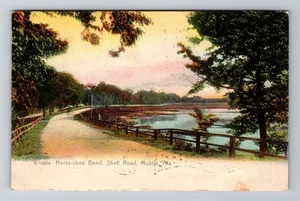 Mobile AL-Alabama, Horse-Shoe Bend, Shell Road, Antique Vintage Postcard - Picture 1 of 2