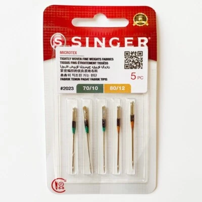 GENUINE SINGER SEWING MACHINE 2023 MICROTEX NEEDLES 70/09 + 80/11 MIXED PACK - Image 1 of 2