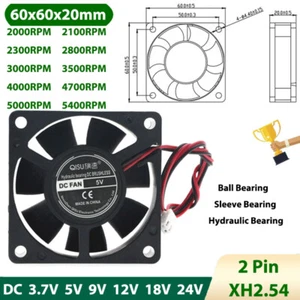 6020 DC Wentylator chłodzący Mini Ciche wentylatory bezszczotkowe 3,7/5/9/12/18/24V 2000RPM-5400RPM - Zdjęcie 1 z 6