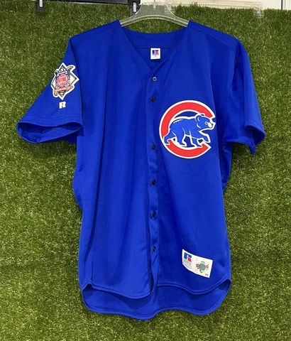 Russell Athletic MLB Chicago Cubs Blue Jersey Sammy Sosa Men’s Size 48 Vintage Cover