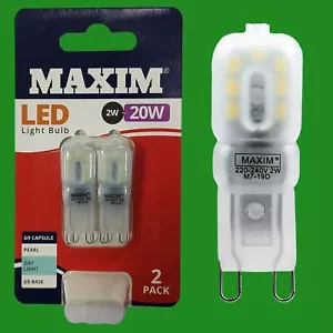2x 2W (=20W) LED G9 Capsule 6500K Daylight Light Bulb Replacement Halogen Lamp - Picture 1 of 3