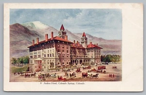 Postcard Antlers Hotel Colorado Springs CO Street Car Horse Buggy c1900s - Picture 1 of 2