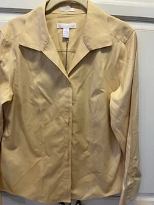 CHICO'S WOMEN'S SIZE 1 BLOUSE BUTTON UP LONG SLEEVE SHIRT NWOT Gold Saints Fan - Picture 1 of 9