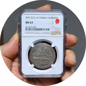 Otomano Turquía 1814 AH1223/4 Kurush (40para) *NGC MS63 TOP POP *Raro - Imagen 1 de 5