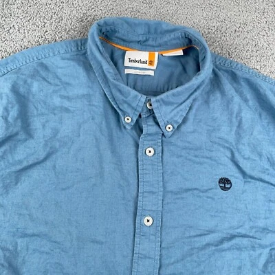 Timberland Shirt Mens Extra Large Blue Linen Blend Slim Fit Lightweight Outdoors - Image 1 of 4