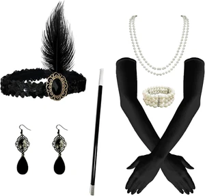 1920s Flapper Headpiece Roaring 20s Headband Fascinators Feather Hair Accessorie - Picture 1 of 12
