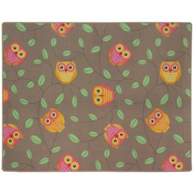 Happy Owls Teppich Eulen Kinderteppich Eule Spielteppich 133 x 170 cm beige brau - Bild 1 von 2