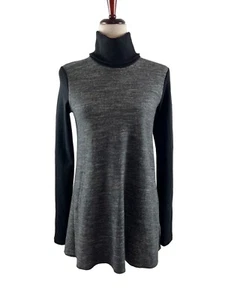Theory Dorothy Wool Blend Turtleneck Sweater Tunic Marled Black Gray 6 - Picture 1 of 9