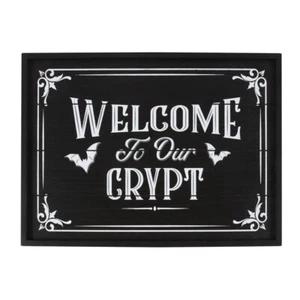 WELCOME TO OUR CRYPT WALL PLAQUE SIGN GOTHIC HORROR VAMPIRE MDF - Picture 1 of 2
