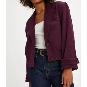 Free People Size Small Agnes Burgundy Red Casual Soft Blazer Jacket - Picture 1 of 13