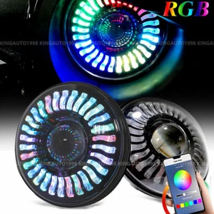 Pair For Jeep Wrangler JK TJ LJ Halo RGB 7'' LED Headlights DRL Lights Combo Kit - Picture 1 of 12