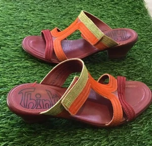 Think Sandalen in dreifarbig Gobelin orange grün burgund Größe 38 - Bild 1 von 5