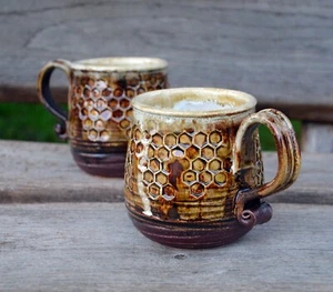 Honey Mug, Honeycomb Decor, Large Coffee Mug, Beekeeper Gift, Mom Gift, Bee Mug - Picture 1 of 19