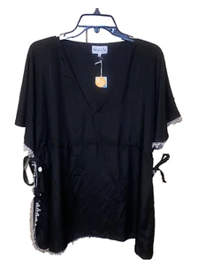 Traje de Baño Pastel de Barro Cubierta S/M Negro con Recorte Beige Cuello en V - Imagen 1 de 7
