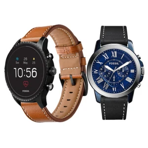 Watch Band For Fossil Watch, Classic Genuine Leather 18mm 20mm 22mm Watch Strap - Picture 1 of 16