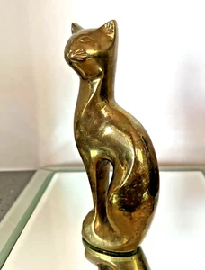 Siamese Cat Figurine Solid Brass Mid Century Modern 6.75" Tall F329 - Picture 1 of 6