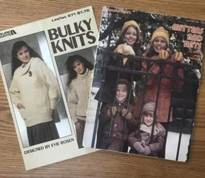 2 Leisure Arts Leaflets Knitting Patterns Mittens and Hats and Bulky Knits - Picture 1 of 5