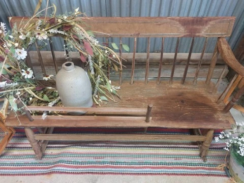 1800's Antique Rocking Nanny Mammy Plantation Cradle Bench Cover