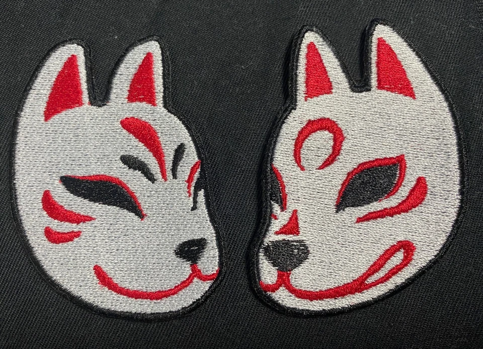 Japanese Kitsune Fox Mask Oni Mythological Japan Iron On Patches - US SELLER - Image 1 of 1