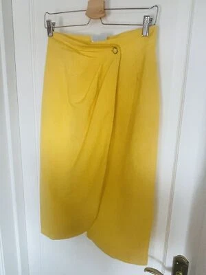 Falda envolvente vintage Jacques Vert amarilla brillante para mujer hecha en Reino Unido 6/8 Foto 1 de 4