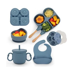 Silicone Feeding Set, Led Weaning Supplies, Food Tableware Suction ... Fast Ship - Picture 1 of 7