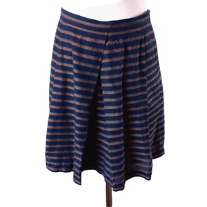 Toast Skirt Womens UK 8 Blue Striped Box Pleated A Line Knee Length Flowy - Picture 1 of 9