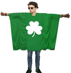 Adults Irish Clover St Patricks Day Ireland Poncho Patriotic Fancy Dress Costume - Picture 1 of 1