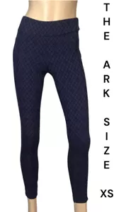 🌻THE ARK SIZE XS NAVY BLACK ARGYLE PRINT PULL UP SLIMMING FIT 7/8 PANTS - Picture 1 of 16
