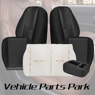 For 2007-2013 Chevy Silverado GMC Sierra 1500 2500 Front Cloth Seat Cover Black - Image 1 of 4