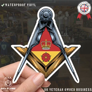 Hampshire Masonic Sticker Square & Compass Union Vinyl Decal - Picture 1 of 10