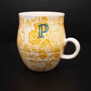 Anthropologie Tazza Iniziale Monogramma Casa Ceramica "P" Giallo - Foto 1 di 4