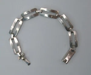 Alicia Taxco Mexico Sterling Silver .925 Link Bracelet Vtg MCM 22g TA-102 - Picture 1 of 8