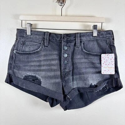 We The Free People Romeo Свернутые Отрезанные Джинсовые Шорты Черные Фестиваль Мамбо Размер 28 - Изображение 1 из 4