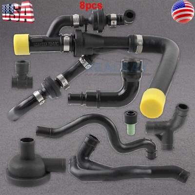 8x 1.8T Crankcase Breather Hose Valve Kit For Audi A3 TT VW Jetta Seat Skoda - Image 1 of 4