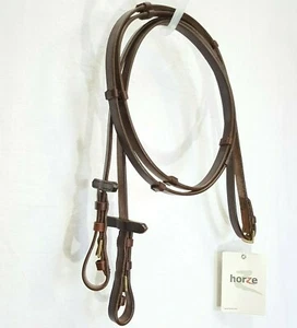 HORZE Leather Plain Hand Grip English Reins 5/8" BROWN COB Continental w Buckle - Picture 1 of 6