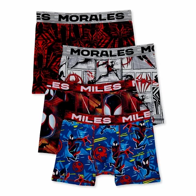 NUEVO Paquete de 4 pares de calzoncillos boxer Spiderman ropa interior niños 5 6 8 10 12 millas Morales Foto 1 de 4