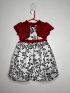 Park Bench Kids Formal Dress Girls Size 5 Roses White Christmas Short Sleeve - Picture 1 of 4