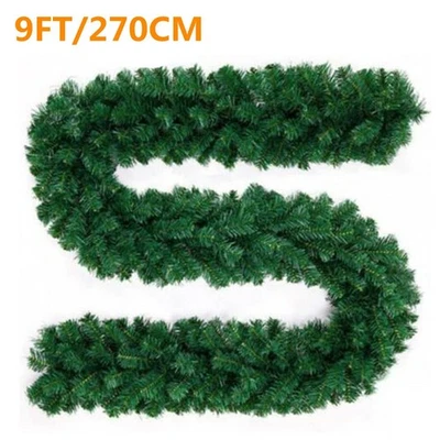 9FT Christmas Garland Decorations Fireplace Artificial Wreath Bushy Pine 220Tip