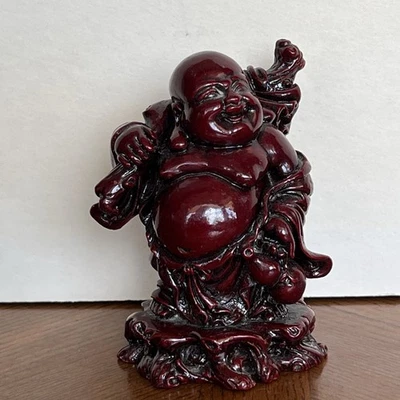 Estatuilla de Buda feliz de cinabrio tallada de colección 4" Foto 1 de 4