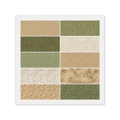 GREEN CAMEL NATURAL 100% Cotton Fabric - 10 FAT QUARTERS or 20 Strip JELLY ROLL - Image 1 of 4