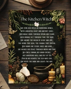 Kitchen Witch Blessing Card Pagan Witchcraft Herbal Magic Cottagecore Wiccan - Picture 1 of 4