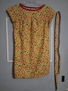 Tunic Dress Yellow w/Colorful Mushrooms & Belt Hippie Boho Festival Small - Picture 1 of 11
