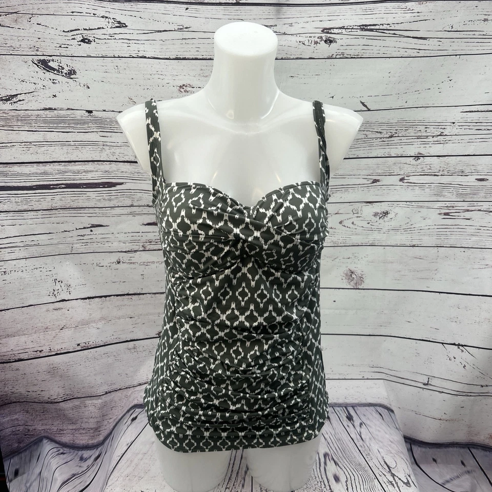 Moontide BNWT Piha Twist Tankini Sonar Oliva Reino Unido 10 Traje de Baño Vacaciones Verano Foto 1 de 4