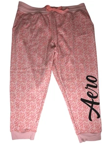 Aeropostale Women's Pink Elastic Waist Leopard Print Jogger Sweatpants Size 3X - Picture 1 of 3