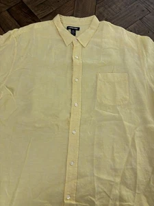 Lands End Abotonable 2XL Ajuste Tradicional Amarillo Lino Manga Corta Informal 014 - Imagen 1 de 13