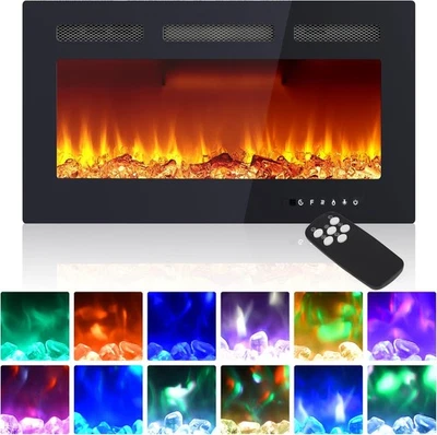 30''Electric Fireplace insert,Recessed&Wall-Mounted heater,Room Decor,remote - Image 1 of 4