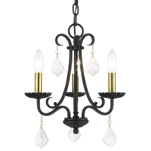 Livex Lighting, 40873-04, Daphne, Mini Chandelier, Black with Antique Brass F... - Picture 1 of 9