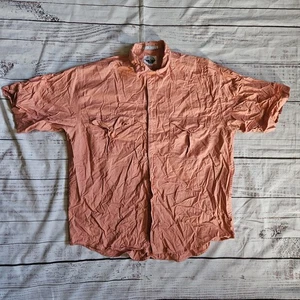 Vintage Dockers Mens Large Short Sleeve Shirt Button Up Burnt Orange Pockets - Picture 1 of 4
